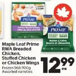 Calgary Co-op Maple Leaf Prime Breaded Chicken, Stuffed Chicken or Chicken Wings offer