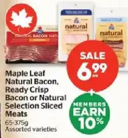 Calgary Co-op Maple Leaf Natural Bacon, Ready Crisp Bacon or Natural Selection Sliced Meats offer