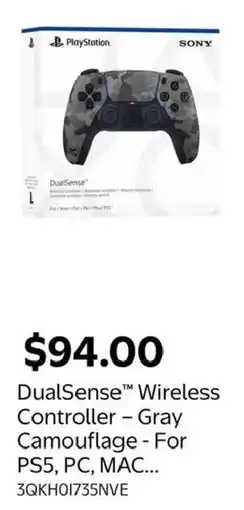 Walmart Sony DualSense™ Wireless Controller - Gray Camouflage offer