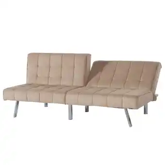 Best Buy ViscoLogic Rhythm Convertible 3-Seater Quilted Fabric Futon Sofa (Brown) offer