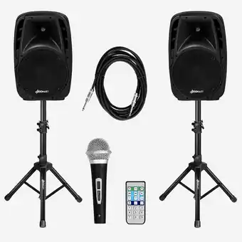 Best Buy Gymax 1600W Portable 2-Way Powered Speaker System w/ Microphone offer