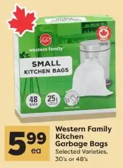Quality Foods Western Family kitchen garbage bags offer