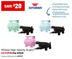 Ren’s Pets Depot XPower High Velocity Dryers offer