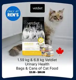 Ren’s Pets Depot Vetdiet Urinary Health Bags & Cans of Cat Food offer