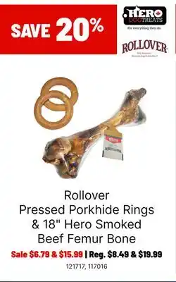 Ren’s Pets Depot Rollover Pressed Porkhide Rings & 18 Hero Smoked Beef Femur Bone offer