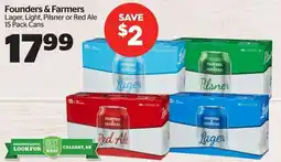 Calgary Co-op Founders & Farmers Lager, Light, Pilsner or Red Ale offer