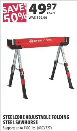 Steelcore adjustable folding steel sawhorse