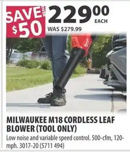 Co-op Milwaukee M18 cordless leaf blower (tool only) offer