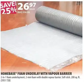 Homebase foam underlay with vapour barrier