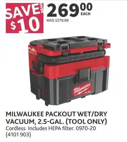 Co-op Milwaukee packout wet/dry vacuum offer