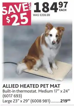 Co-op Allied heated pet mat offer