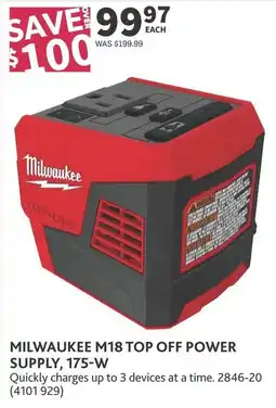 Co-op Milwaukee m18 top off power supply, 175-w offer