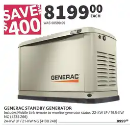 Co-op Generac standby generator offer
