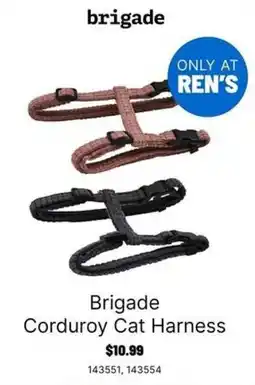 Ren’s Pets Depot Brigade corduroy cat harness offer