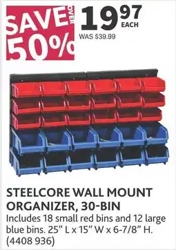 Co-op Steelcore wall mount organizer, 30-bin offer
