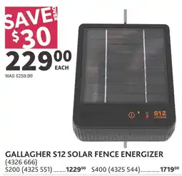 Co-op gallagher s12 solar fence energizer offer