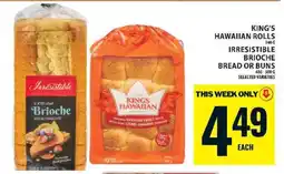 Food Basics King's Hawaiian Rolls / Irresistible Brioche Bread or Buns offer
