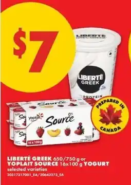 No Frills liberté greek yogurt or yoplait source yogurt offer