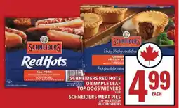 Food Basics Schneiders Red Hots or Maple Leaf Top Dogs Wieners / Schneiders Meat Pies offer