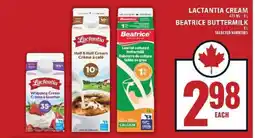 Food Basics Lactantia Cream / Beatrice Buttermilk offer
