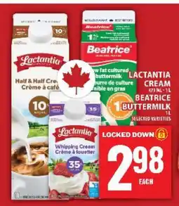 Food Basics Lactantia Cream / Beatrice Buttermilk offer