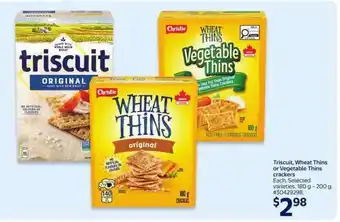 Triscuit, Wheat Thins or Vegetable Thins crackers