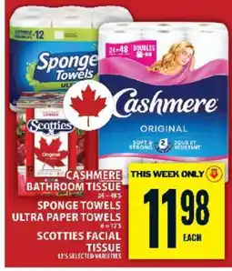 Food Basics Cashmere Bathroom Tissue, Sponge Towels Ultra Paper Towels, Scotties Facial Tissue offer