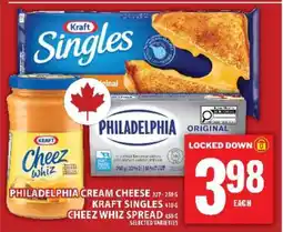 Food Basics Philadelphia Cream Cheese, Kraft Singles, Cheez Whiz Spread offer