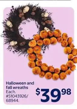 Walmart Halloween and fall wreaths offer