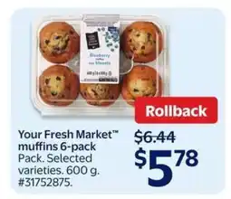Walmart Your Fresh Market Muffins 6-Pack offer