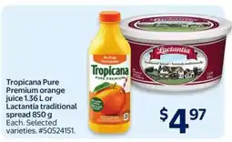 Walmart Tropicana Pure Premium Orange Juice or Lactantia Traditional Spread offer