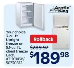 Walmart Arctic King Freezer offer