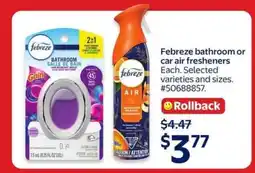 Walmart Febreze bathroom or car air fresheners offer