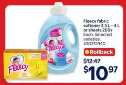 Walmart FLEECY FABRIC SOFTENER OR SHEETS offer