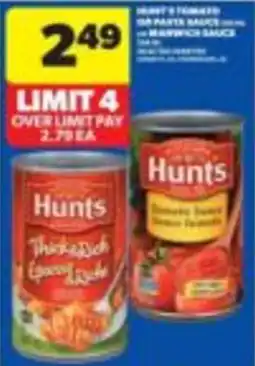 Wholesale Club Hunts tomato paste sauce offer
