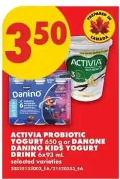 No Frills activia probiotic yogurt or danone kids yogurt offer