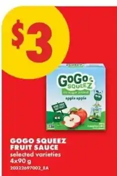 No Frills gogo squeeze fruit sauce offer