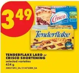 No Frills Tenderflake lard or Crisco shortening offer