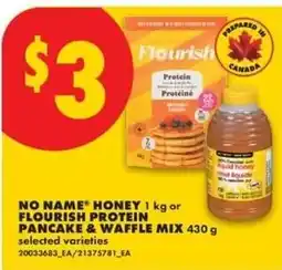 No Frills No Name honey or Flourish protein pancake & waffle mix offer