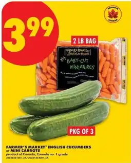 No Frills Farmer's Market english cucumbers or mini carrots offer