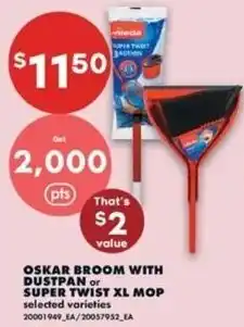 No Frills Oskar broom with dustpan or super twist xl mop offer