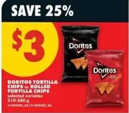 No Frills Doritos tortilla chips or rolled tortilla chips offer