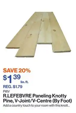 Patrick Morin Paneling Knotty Pine, V-Joint/V-Centre (By Foot) offer
