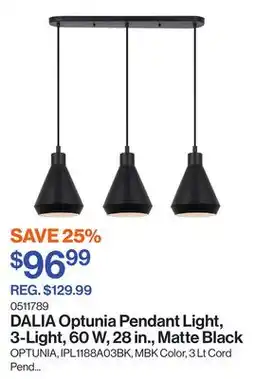 Patrick Morin Optunia Pendant Light, 3-Light, 60 W, 28 in., Matte Black offer