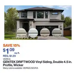 Patrick Morin DRIFTWOOD Vinyl Siding, Double 4.5 in. Profile, Wicker offer