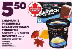 Loblaws Chapman's premium ice cream or frozen yogurt or sorbet offer