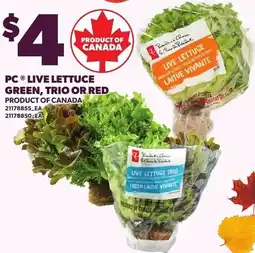 Loblaws pc live lettuce offer