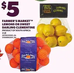 Loblaws Farmer's Market lemons or sweet darling clementine offer