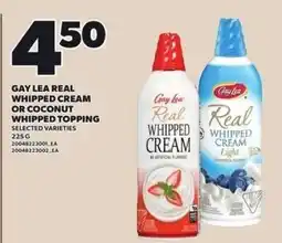 Loblaws Gay Lea real whipped cream or coconut whipped topping offer