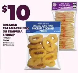 Loblaws Breaded calamari rings or tempura shrimp offer